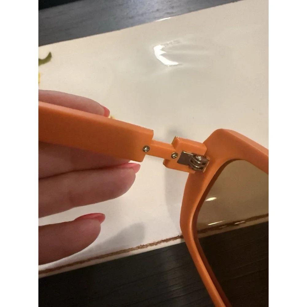 Luxe H Rectangle Sunglasses Orange Retro Y2K Shades Luxury Trendy New